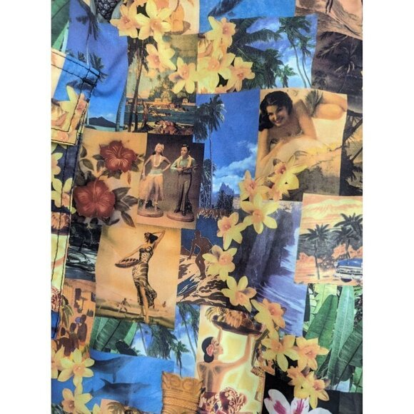 Ron Jon Surf Shop Mens Swim Board Shorts Hawaiian Collage Yellow Size 31 - Picture 2 of 7